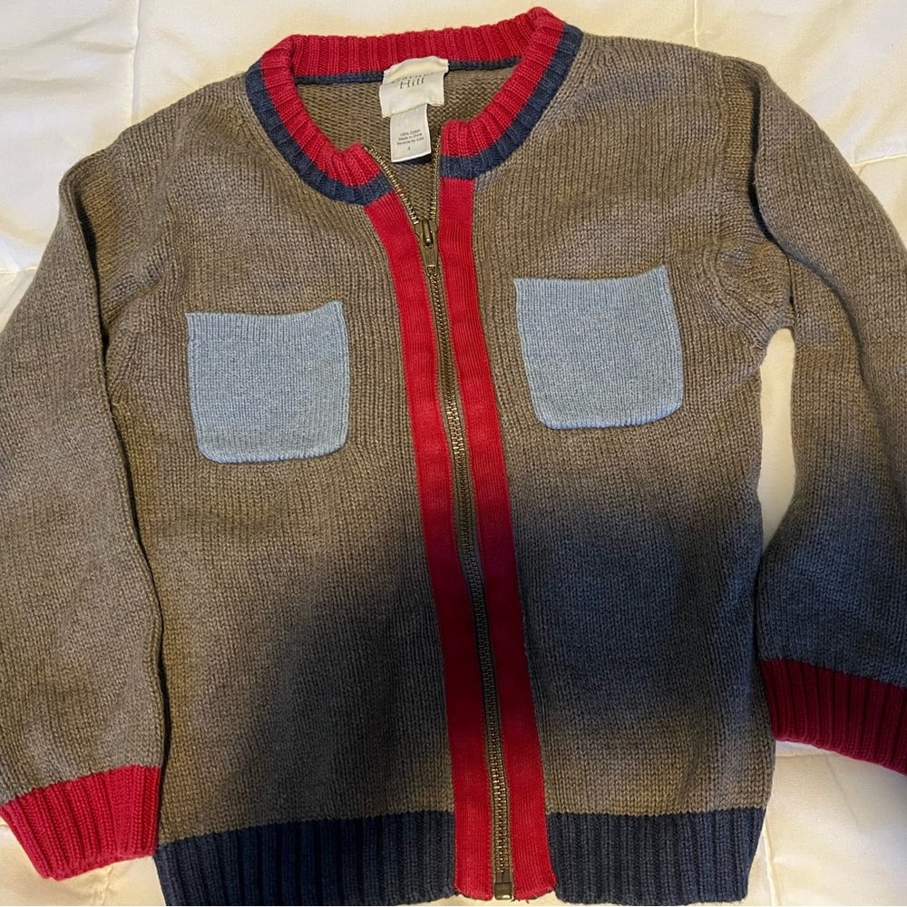 Garnet Hill boys cotton zip up sweater used